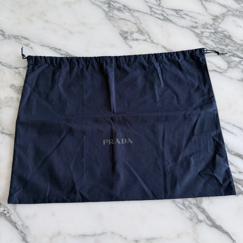 Prada Navy Blue Cotton Drawstring Dust Bag for Handbags 17.5"x13.5"